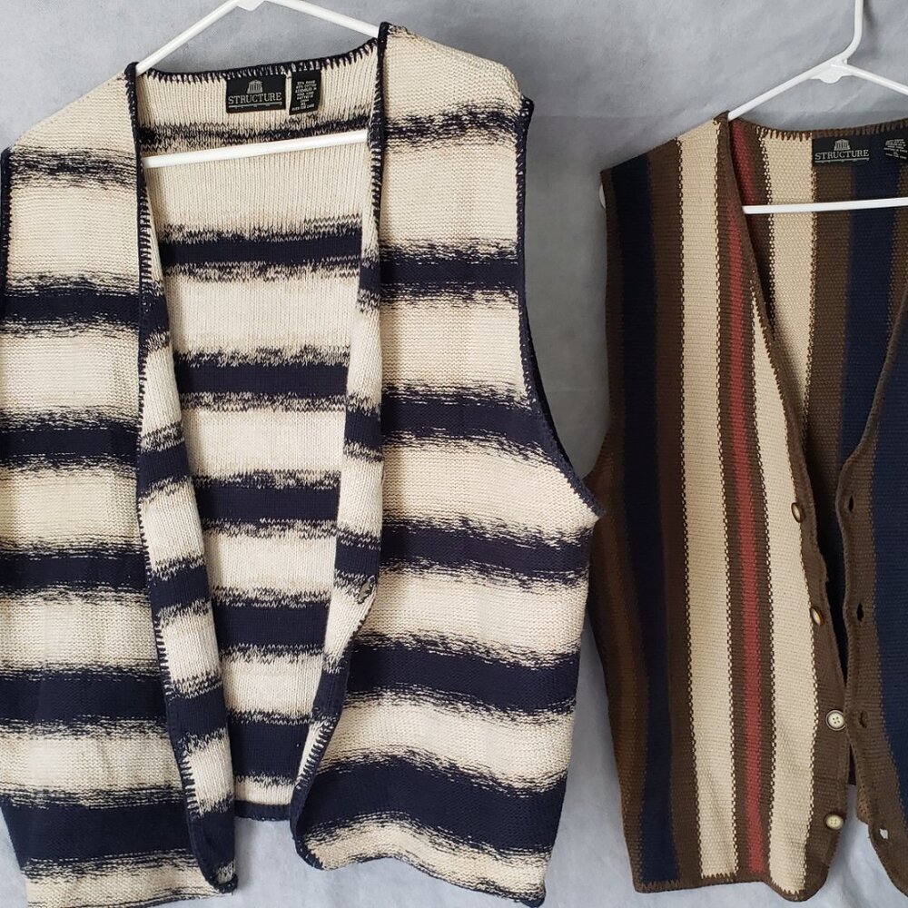 Structure Retro Cardigan 90s Sweater Button Vest … - image 2
